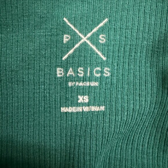 💚 PacSun Basics Teal Ribbed Lettuce Hem Crop Tank (XS) - Picture 5 of 6
